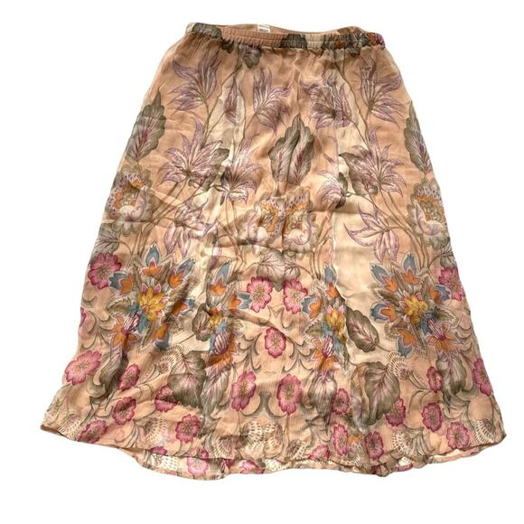 Soft Surroundings Jazmin Skirt Chiffon Floral Tan Petite M EUC - Picture 1 of 10